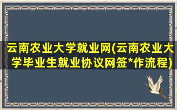 云南农业大学就业网(云南农业大学毕业生就业协议网签*作流程)插图