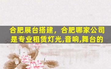 合肥展台搭建，合肥哪家*是专业租赁灯光,音响,舞台的