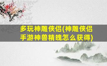 多玩神雕侠侣(神雕侠侣手游神兽精魄怎么获得)