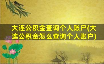 大连公积金查询个人账户(大连公积金怎么查询个人账户)