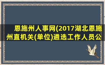 恩施州人事网(2017湖北恩施州直机关(单位)遴选工作人员公告)