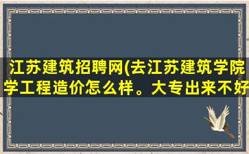 江苏建筑招聘网(去江苏建筑学院学工程造价怎么样。大专出来不好就业吧。)