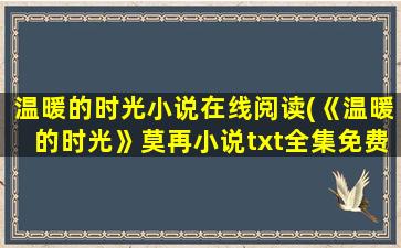 温暖的时光小说在线阅读(《温暖的时光》莫再小说txt全集免费下载)