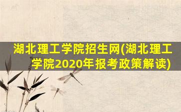 湖北理工学院招生网(湖北理工学院2020年报考政策解读)