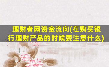 理财者网资金流向(在购买银行理财产品的时候要注意什么)