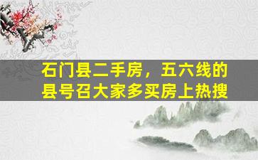 石门县二手房，五六线的县号召大家多买房上热搜