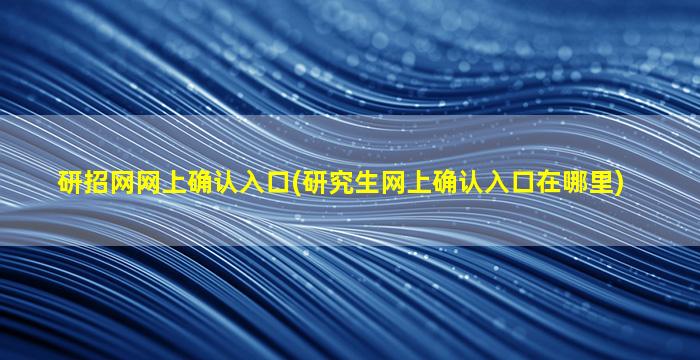 研招网网上确认入口(研究生网上确认入口在哪里)