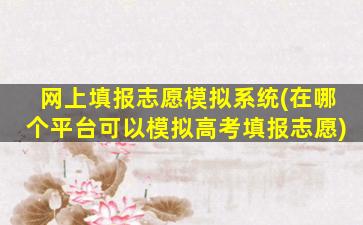 网上填报志愿模拟系统(在哪个平台可以模拟高考填报志愿)