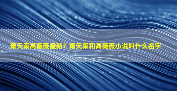 萧天策高薇薇最新？萧天策和高薇薇小说叫什么名字