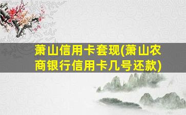 萧山信用卡套现(萧山农商银行信用卡几号还款)