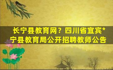 长宁县教育网？四川省宜宾*宁县教育局公开招聘教师公告
