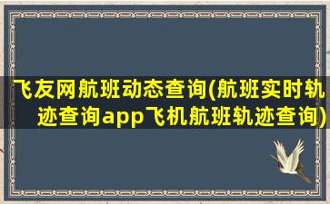 飞友网航班动态查询(航班实时轨迹查询app飞机航班轨迹查询)