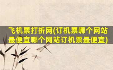 飞机票打折网(订机票哪个网站最便宜哪个网站订机票最便宜)