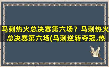 马刺热火总决赛第六场？马刺热火总决赛第六场(马刺逆转夺冠,热火失落惋惜)